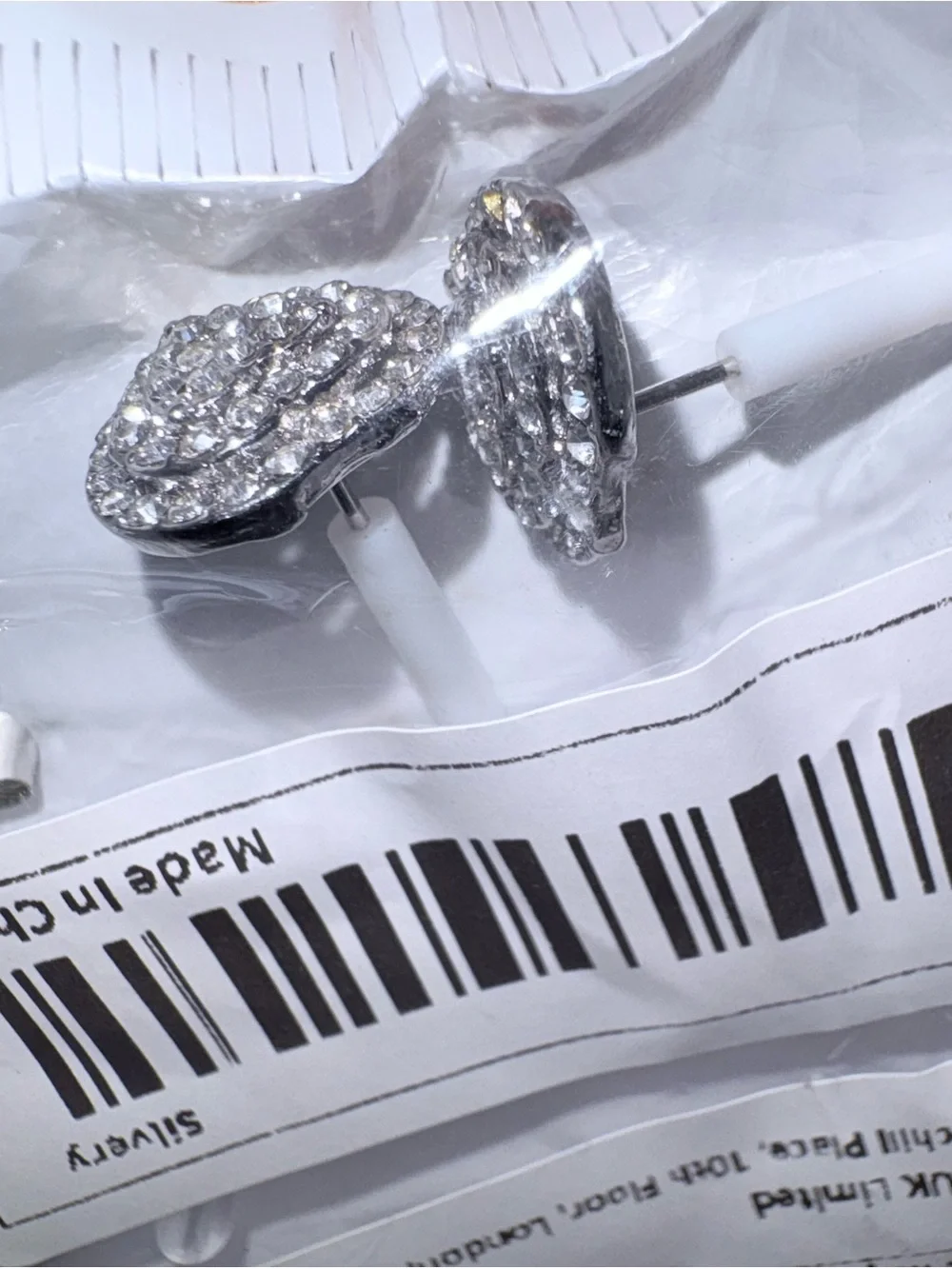 Sparkling Silver Crystal Stud Earrings - Silver
